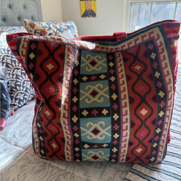 Colorful Bohemian Patterned Tote Bag in Multicolor - Picture 2 of 7
